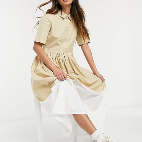 Y.A.S Dresses & Skirts - Y.A.S Pepper color block maxi dress in white